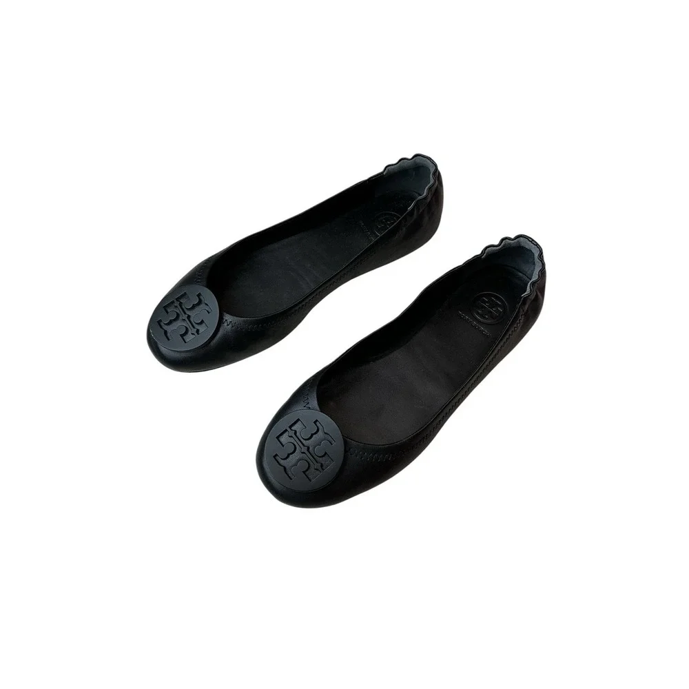 Tory Burch Women's Size 6.5  Black Minnie Travel Ballet Flats